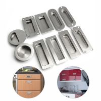 ┋▼❧ 1PCS Hidden Recessed Furniture Handle Stainless Steel Round Square Kitchen Cabinet Drawer Cupboard Pull Door Handle Hidden Buck