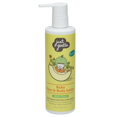 Just Gentle โลชั่นบำรุงผิวหน้าและผิวกาย โลชั่นเด็ก กลิ่นเมลอน Baby Face &amp; Body Lotion with Melon Scent (200ml)