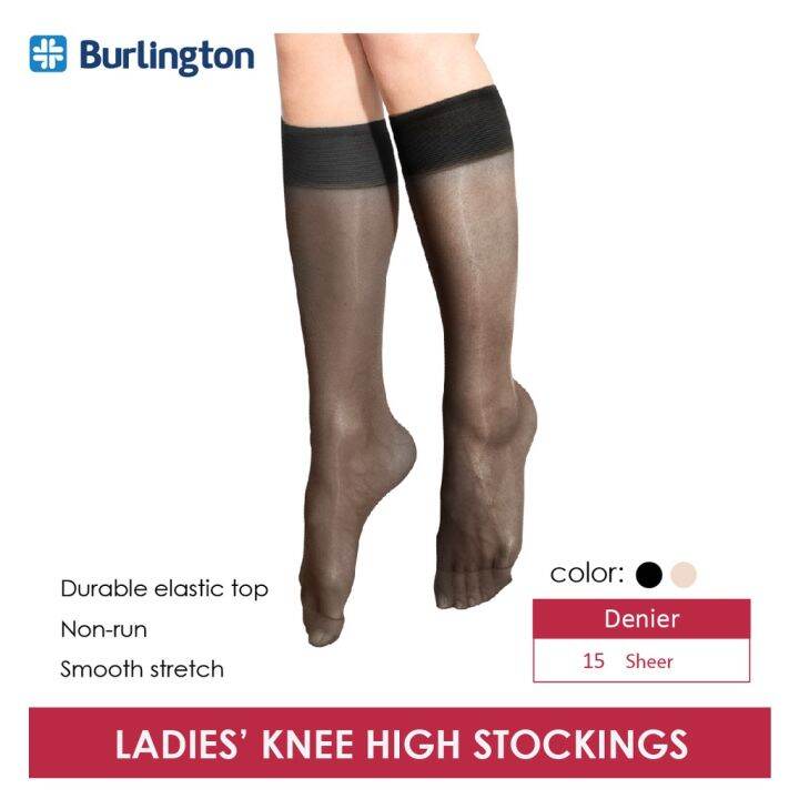Burlington Ladies' 15 Denier Light Support Knee High stockings 3 pairs