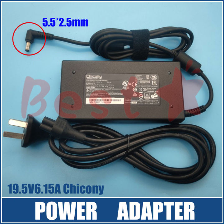 19.5V 6.15A AC Laptop Adapter For MSI GE70 GE60 GE72 GS70 GX60 GP72 N850  MS-16J2 GP60 GP70 2PE 2QF MS-16GH Leopard Pro MS-175A GT640 GT640X  A12-120P1A A120A010L CLEVO W3537ET N170RD W355SSQ N850HJ1