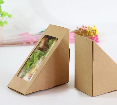 กล่องแซนวิชกระดาษ กล่องใส่แซนวิช ขนาด 5.2*10.5*10.5 cm  (บรรจุ 100 ใบ/แพค)