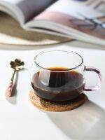 High-end Household simple hanging ear coffee cup with handle spoon European small exquisite high-value transparent glass set