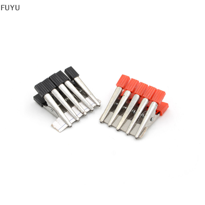 FUYU 10pcs ALLIGATOR คลิปยานพาหนะทดสอบแบตเตอรี่คลิปนำ probes 32mm สีแดง + สีดำ