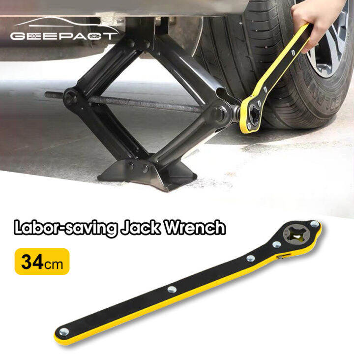 Geepact Automobile Tire Ratchet Wrench Tire Jack Removal Wrench Jack Labor Saving Wrench Jack