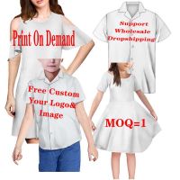 HYCOOL Summer Mother Daughter Matching Birthday Dressess 4 Pcs Father Daughter Family Clothes Father And Baby Boy Shirt Outfits