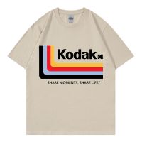 Summer Tshirts Men Hip Hop Korean Style Kodak Print Classic Cotton Men T-Shirt Oversize Unisex Shirt High Quality Streetwear Tee