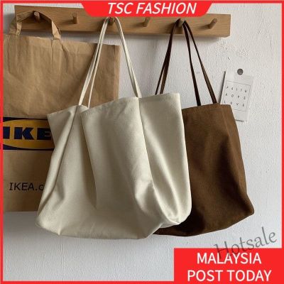 【hot sale】✓ C16 TSCfashion Korean Style Tote Bag Canvas Bag Shoulder Bag Cotton Fabric Bag Korean Solid Color Large Capacity Canvas Bag Ready Stock