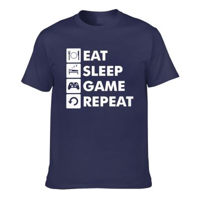 Eat Sleep Game Repeat Funny Gamer Nerd Black Mens Short Sleeve T-Shirt