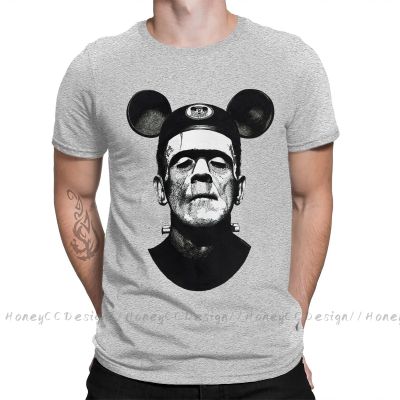 High Quality Men Frankenstein Black T-Shirt Happy Place Pure Cotton Shirt Tees Harajuku Tshirt