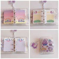 Cute Transparent Mini Loose-leaf Notebook Travel Portable Pocket Hand Book 3 Ring Binder Kawaii Notepad School Supplies