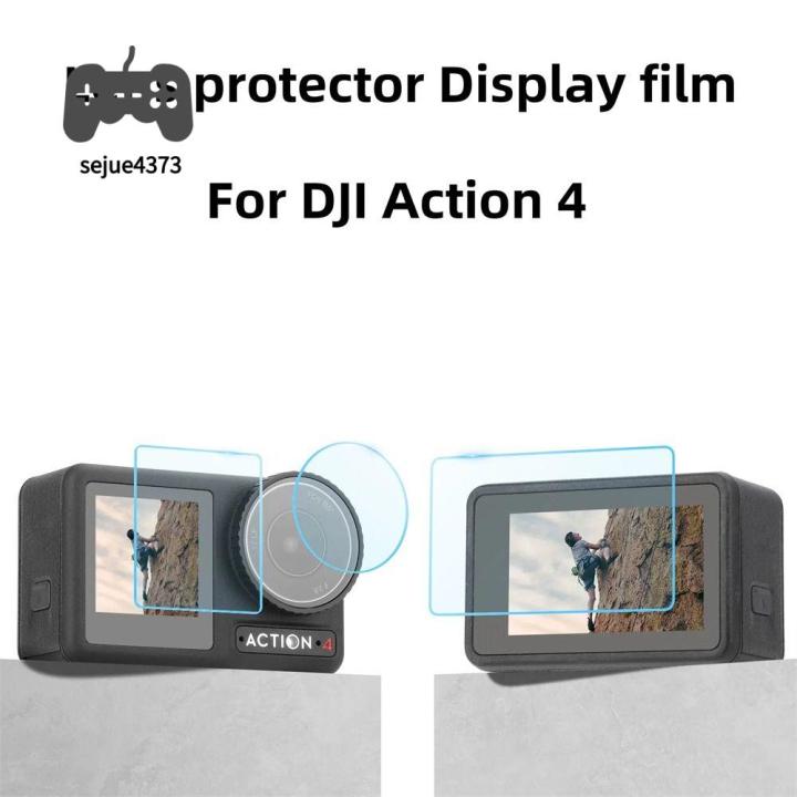 sejue4373กันรอยขีดข่วนสำหรับ-dji-กระจกเทมเปอร์ปกป้องหน้าจอฟิล์มป้องกันสำหรับ-dji-ฟิล์มเลนส์ที่คลุมหน้าจอแบบโปร่งใสสำหรับ-dji-osmo-action-4