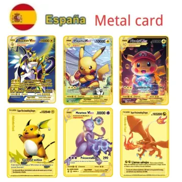 2023 Metal Pokemon Cards Letters Spanish Charizard Pikachu Gengar Mewtwo  Shiny Iron Pokémon GX Vmax EX Game Children Toys