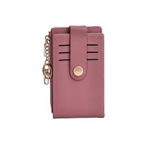 Dompet wanita kulit PU dompet wanita Mini pengait tempat banyak kartu dompet pendek koin dompet kecil ramping