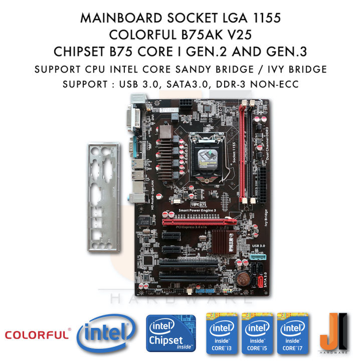 mainboard-colorful-b75ak-v25-lga1155-sandy-bridge-ivy-bridge-support-มือสอง