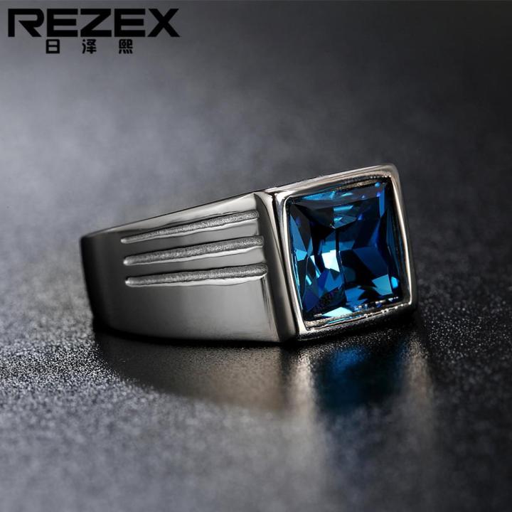 rezex-เครื่องประดับแหวนเหล็กไทเทเนียมฝังง่ายทันสมัย