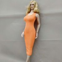 1/6 Scale Orange Elastic Dress Fashion Slim Fit Skirt Summer Dress Model For 12In Action Figure Toys Accessory