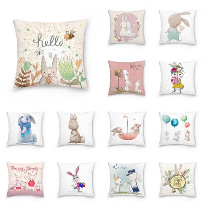 Rabbit Print Throw Pillow Sofa Decoration Pillowcase Home Decor Easter Decoration Pillowcase