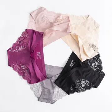 Shop Womens Lace Ice Silk Panties Seamless Briefs Underwear