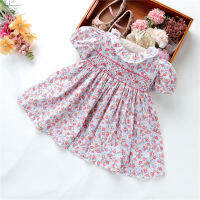 summer baby girls smocked dresses for kids clothes flower floral cotton vintage boutiques cotton fancy party ruiyao