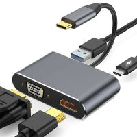 สายแปลงสัญญาณ hdmi to vga หัวแปลง USB3.1 Type-c To HDMI female + VGA mother frequency adapter cable  for Computer to Projector TV Monitor Extend Screen VGA Cable
