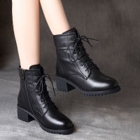 Fashion Boots รองเท้าบู รองเท้าผู้หญิง รองเท้าบูทส้นหนาพื้นหนา รองเท้าบูทแฟชั่น บู๊ทมาร์ตินเกาหลี