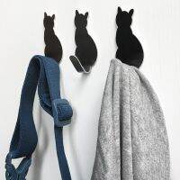 2Pcs/6Pcs Home Decor No-Trace Kitchen Bathroom Self Adhesive Wall Style Multi-function 304 Stainless Steel Hook Hanger Cat Shape