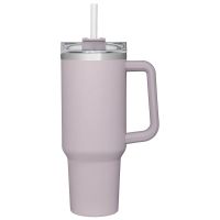 ☢┅ liaociliao22268 Tumbler com alça e tampa de palha Garrafa água aço inoxidável Caneca viagem Copo gelado isolado para chá café