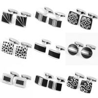 ผู้ชายคลาสสิกสีดำอีพ็อกซี่เคลือบ Cufflink เสื้อฝรั่งเศสผู้บริหารธุรกิจ Cufflinks ของขวัญวันหยุด