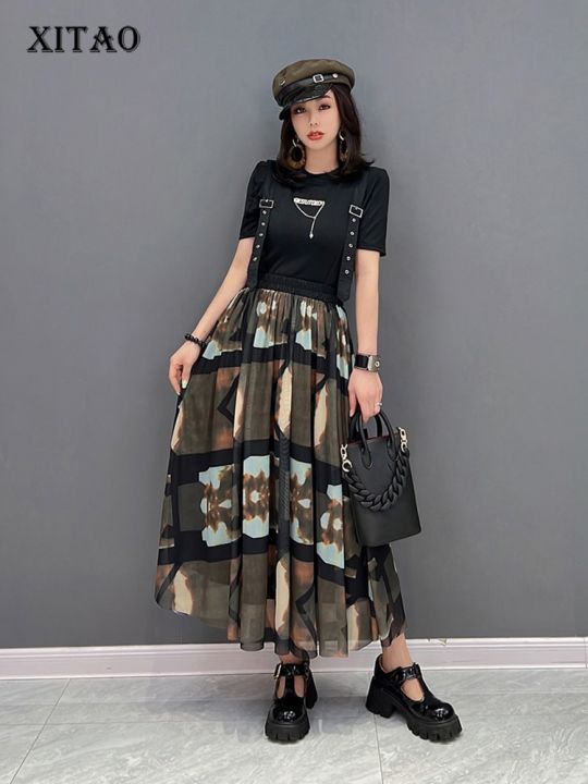 xitao-skirt-fashion-casual-vintage-plaid-print-straps-skirt