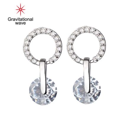 Gravitational Wave แฟชั่นผู้หญิง Hollow Circle Rhinestone ฝัง Charm Stud ต่างหูเครื่องประดับ Gift