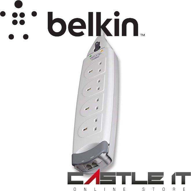 BELKIN F9H410SA2M EXTENSION SOCKET SURGE PROTECTOR 4-PLUGS WITH RJ11 ...