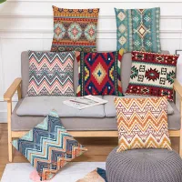 Bohemian Linen Cushions Case Multicolors Abstract Ethnic Geometry Print Decorative Pillows Case Living Room Sofa Pillow 45x45cm