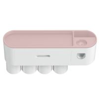 Toothbrush Holder Automatic Toothpaste Squeezer Wall Mounted Storage Rack