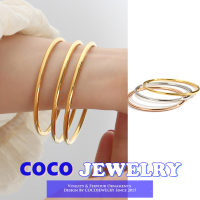 COCOJEWELRY เหล็กไททาเนียมทอง2มม. แหวนธรรมดากำไลอลูมิเนียมผู้หญิงไม่ซีดจาง