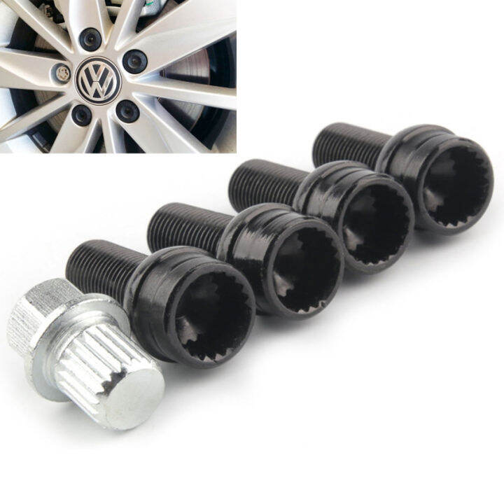 4 Pcs Locking Wheel Nuts, M14*1.5MM Steel Wheel Bolt Locking Security Wheel Bolts Nuts Set Car