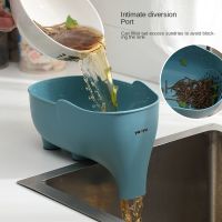 【CC】 Elephant Drain Basket Multi-purpose Storage Household Fruit and Vegetable Plastic