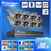 Techage ระบบรักษาความปลอดภัย8CH HD 4MP POE ชุดอุปกรณ์ NVR CCTV ตรวจจับใบหน้า H.265บันทึกเสียงกลางแจ้งกล้อง IP วิดีโอ P2P ชุดเฝ้าระวัง