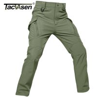 TACVASEN IX9 Winter Softshell Thermal Hiking Pants Tactical Pants Mens Fleece Cargo Pants Waterproof Warm Police Work Trousers