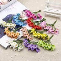 12PCS Mini Foam Calla Handmade Artificial Flower Bouquet Wedding Decoration DIY Wreath Gift Box Scrapbooking Crafts Fake Flowers