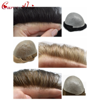 Ultra Thin Skin V-looped Toupee Men 0.02-0.04mm PU Hair Replacement System Human Hair Poly Wig Light Density Skin Haipiece ของขวัญ ของขวัญ