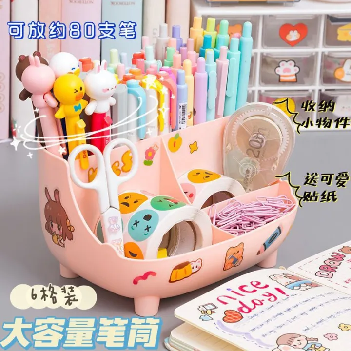 creative-pen-organizer-girls-desk-accessories-cartoon-pencil-holder-cute-desk-organizer-kawaii-pen-holder