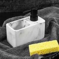 Press-Type Bottle Detergent Dispenser Bathroom Sink Kitchen Soap Dispenser with Dish Brush Sponge