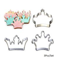 3PCS Stainless Steel Cookie Cutter Princess Crown King Queen Party Cake Biscuit Baking Tool Mold