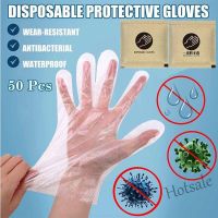 【hot sale】♚ D13 50 Piece Disposable Gloves Food Prep Plastic Food Safe Care Cleaning PE Gloves