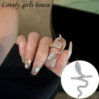 【♡Lovely girls house♡】หรูหราเพชรแฟชั่นงูเปิดแหวนสำหรับผู้หญิงสไตล์พังก์พรรคเครื่องประดับ2022ใหม่