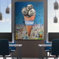 Luyameishop HD ผ้าใบประดับห้อง Aesthetic Office Decoracion Para Sala โปสเตอร์สร้างแรงบันดาลใจเงิน Ice Cream Mindset ภาพวาดสีน้ำมัน