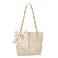 Summer Leisure Straw Woven Large Capacity Underarm Shoulder Bag Fashion Floral Ribbon Ladies Shopping Handbag