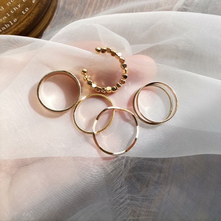 six-piece-set-of-rings-personalized-fashion-plain-ring-adjustable-ring-hip-hop-ring-c50