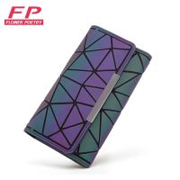 Newest Women Long Clutch Wallets Purse Geometric Luminous Wallet Lattice Zipper Standard Wallets Noctilucent Money Purse Wallet