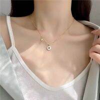 Fashion necklace สร้อยคอเงินแท้925 สร้อยคอแฟชั่นจี้บุคลิกภาพจดหมาย H จี้รูปไข่โซ่ไขว้ง่ายเครื่องประดับ (พร้อมกล่อง)